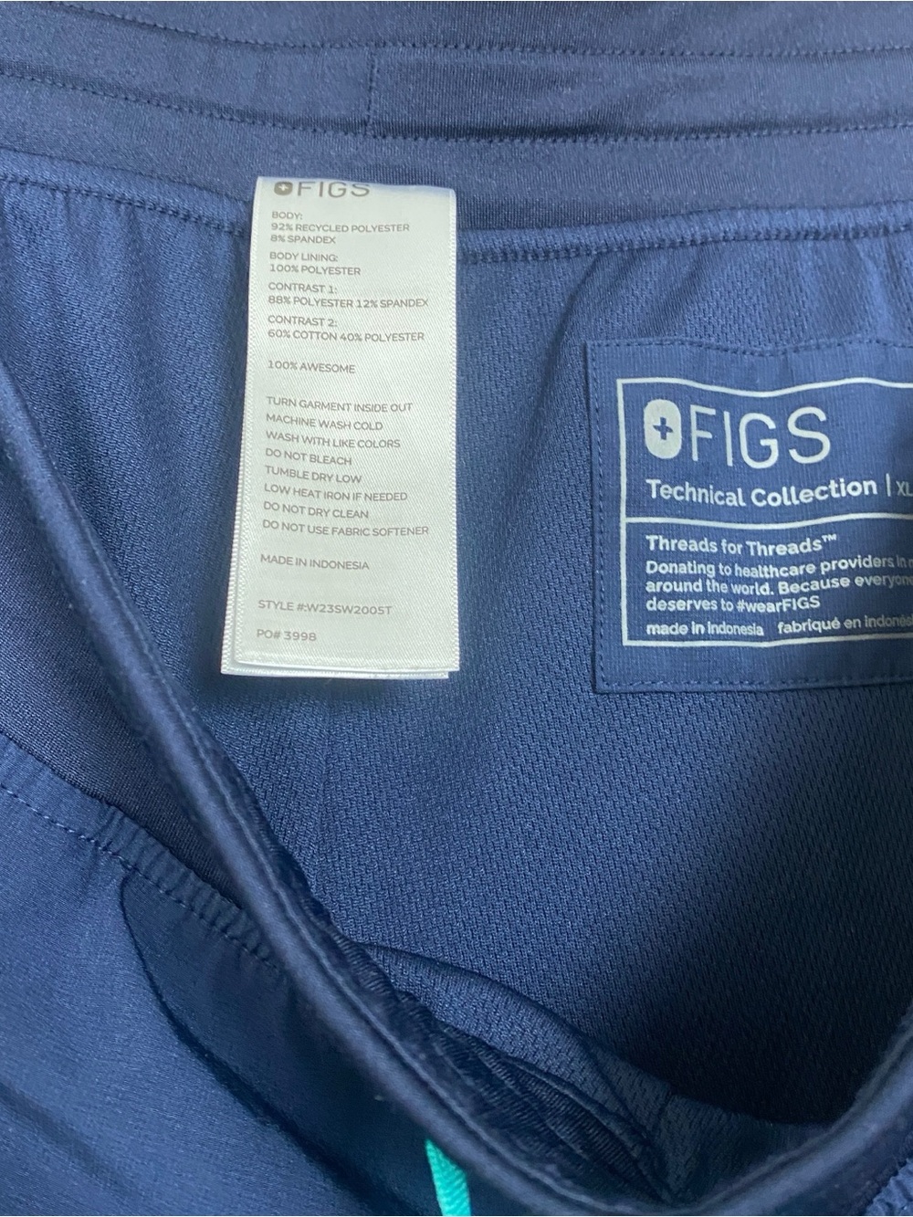 FIGS Technical Collection Navy Blue Zamora Jogger Scrub Pants XL Tall - Picture 7 of 9